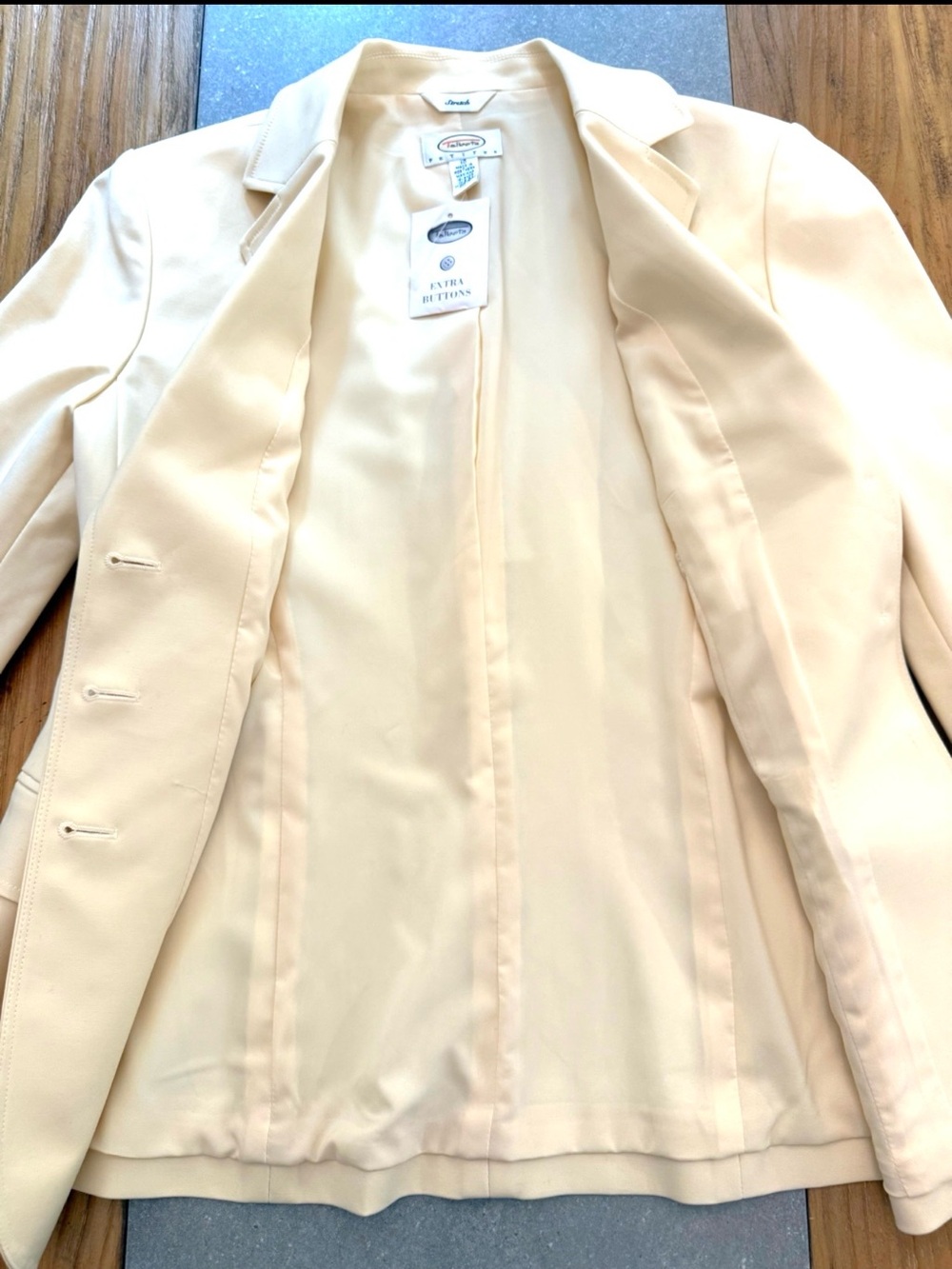 Talbots Petites Stretch Blazer Butter Yellow Cotton Blend Size 10P NWT - Picture 4 of 11